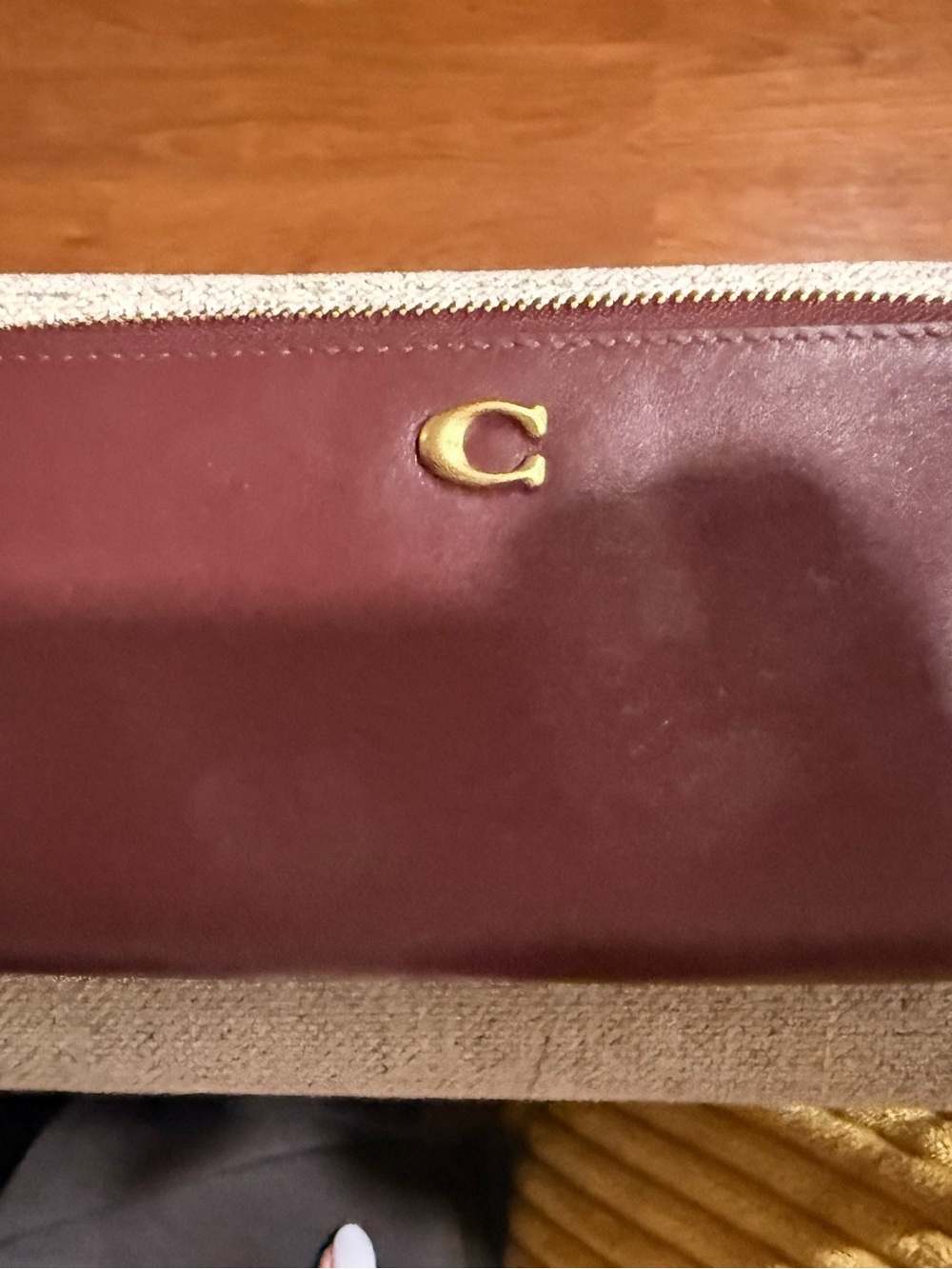 Coach Burgundy Accordion Zip Wallet with Gold Accent - Picture 7 of 7